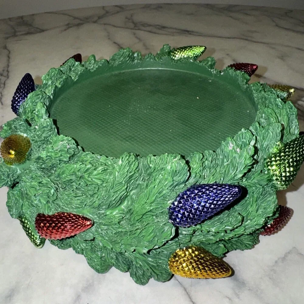 Homeworx Harry Slatkin Christmas Festive Lights Candle Pedestal‎ Holder Wreath